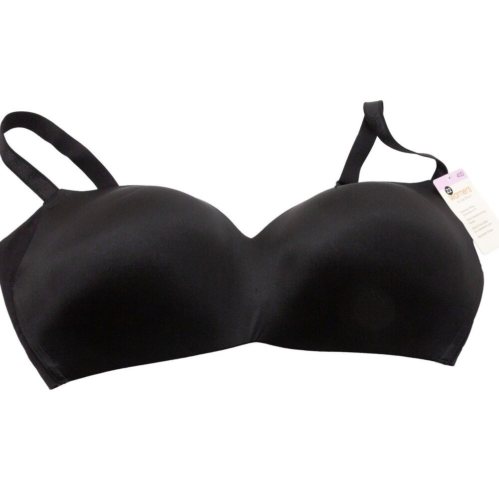 Warner's 40D‎ Wireless Bra Black Lightly Lined Seamless No Side Effects Lift
